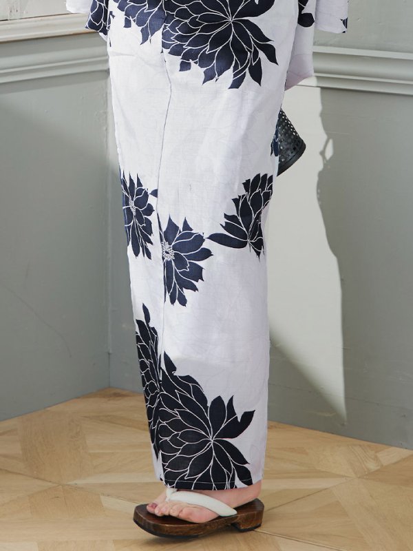 画像18: 【即日発送】モノトーンダリア柄浴衣  【浴衣３点セット 浴衣/帯/下駄】[YMT] (18)