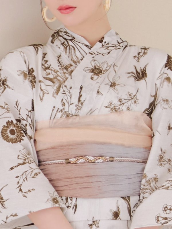 画像18: 【即日発送】アンティーク調ボタニカル浴衣  【浴衣３点セット 浴衣/帯/下駄】[YMT] (18)