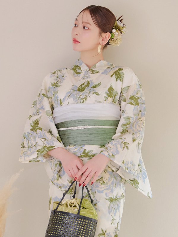 画像13: 【即日発送】ウォームミント浴衣  【浴衣３点セット 浴衣/帯/下駄】[YMT] (13)