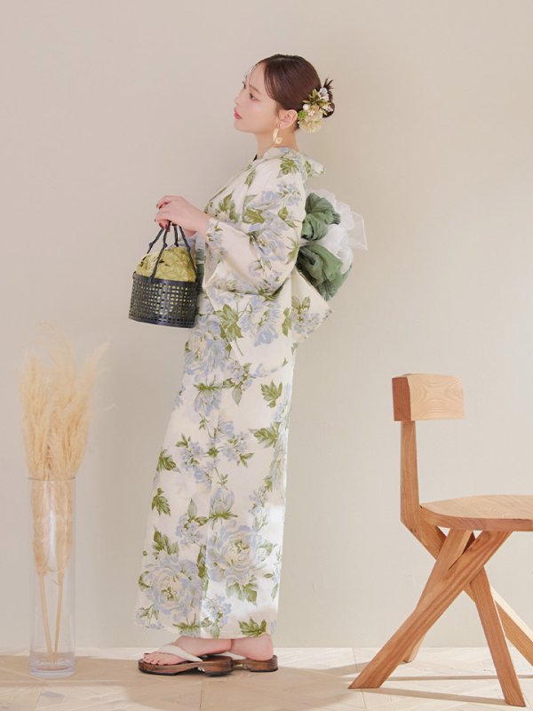 画像6: 【即日発送】ウォームミント浴衣  【浴衣３点セット 浴衣/帯/下駄】[YMT] (6)