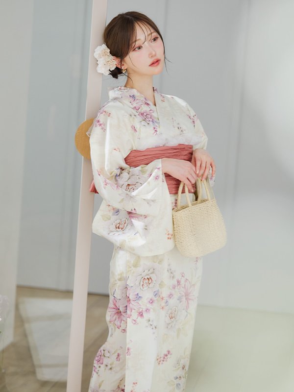 画像16: 【即日発送】牡丹百合花柄浴衣  【浴衣３点セット 浴衣/帯/下駄】[YMT] (16)