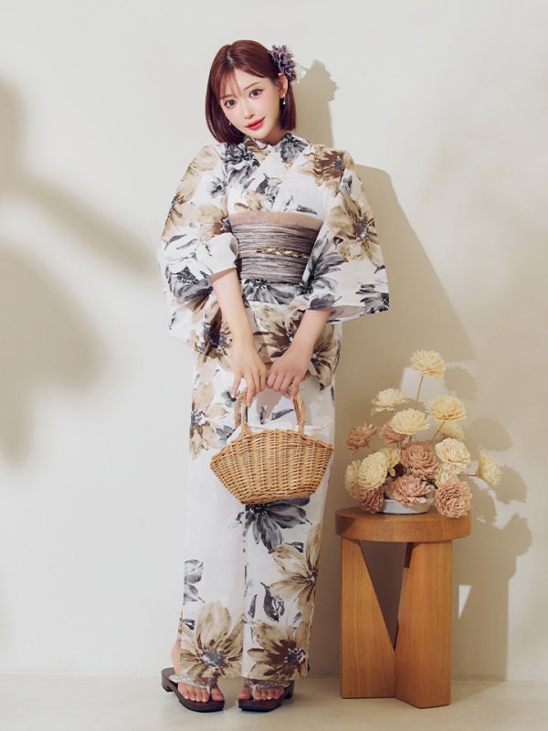 画像12: 【予約 / 5月上旬発送予定】陽彩向日葵の水彩浴衣 OBI-g-500-kj-12-MOC / HIMO-900-yn-7-MOC / HEKO-800-sb-11-MOC / YA-74-kn-MVPL / GETA-02-ok-4-MOC/ [o/YMT] (12)