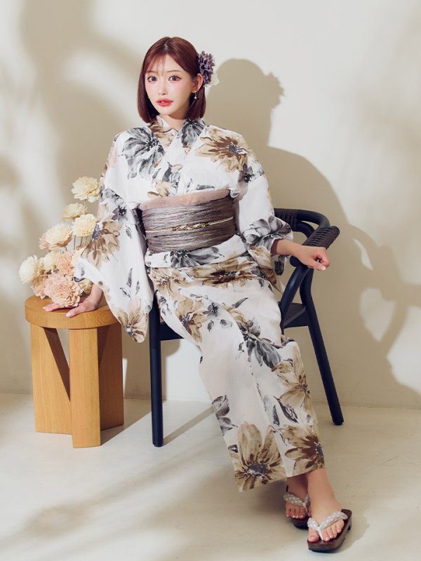 画像13: 【予約 / 5月上旬発送予定】陽彩向日葵の水彩浴衣 OBI-g-500-kj-12-MOC / HIMO-900-yn-7-MOC / HEKO-800-sb-11-MOC / YA-74-kn-MVPL / GETA-02-ok-4-MOC/ [o/YMT] (13)
