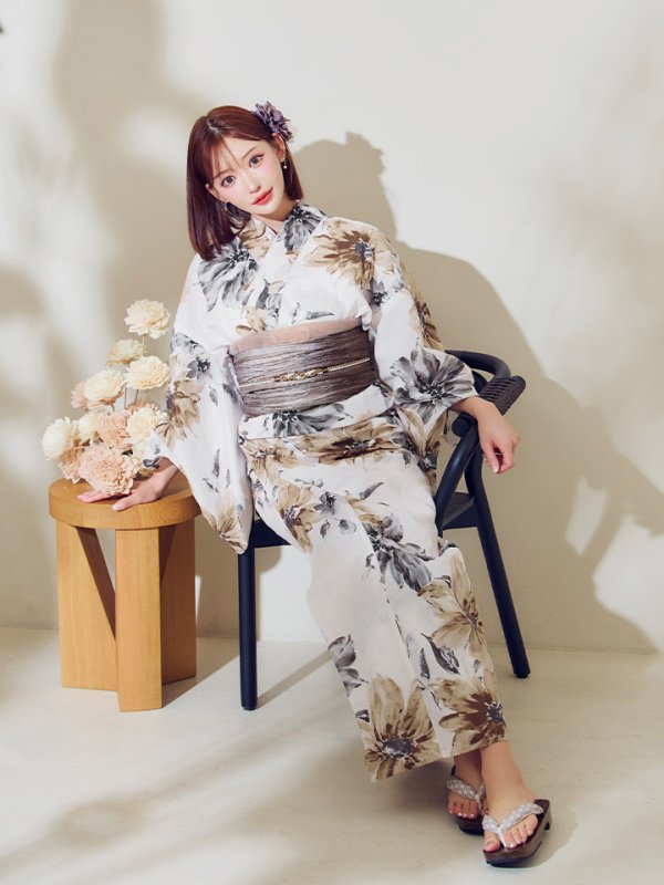 画像15: 【予約 / 5月上旬発送予定】陽彩向日葵の水彩浴衣 OBI-g-500-kj-12-MOC / HIMO-900-yn-7-MOC / HEKO-800-sb-11-MOC / YA-74-kn-MVPL / GETA-02-ok-4-MOC/ [o/YMT] (15)