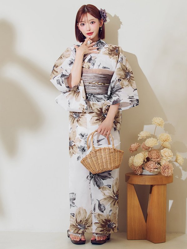 画像4: 【予約 / 5月上旬発送予定】陽彩向日葵の水彩浴衣 OBI-g-500-kj-12-MOC / HIMO-900-yn-7-MOC / HEKO-800-sb-11-MOC / YA-74-kn-MVPL / GETA-02-ok-4-MOC/ [o/YMT] (4)