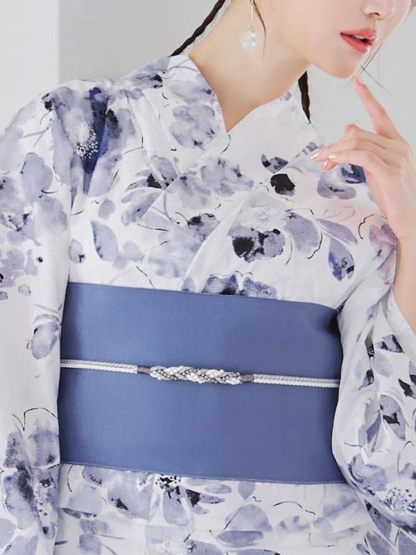 画像16: 【即日発送】水墨ニュアンスフラワー浴衣  【浴衣３点セット 浴衣/帯/下駄】[YMT] (16)