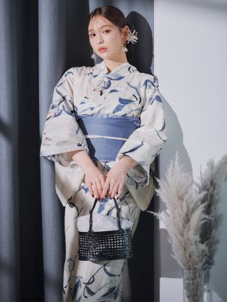 縞しじら織り浴衣 3点セット【浴衣＋帯＋下駄】（浴衣）｜MONO