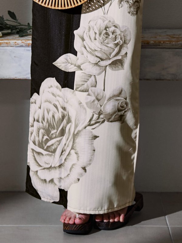 画像16: 【残りわずか！】【即日発送】【Riuコラボ】ツートンカラーローズ浴衣  【浴衣３点セット 浴衣/帯/下駄】[YMT] (16)