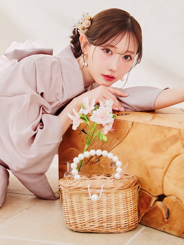 画像12: 【即日発送】【浴衣】ピンク無地浴衣 【浴衣３点セット 浴衣/帯/下駄】[OF04] (12)