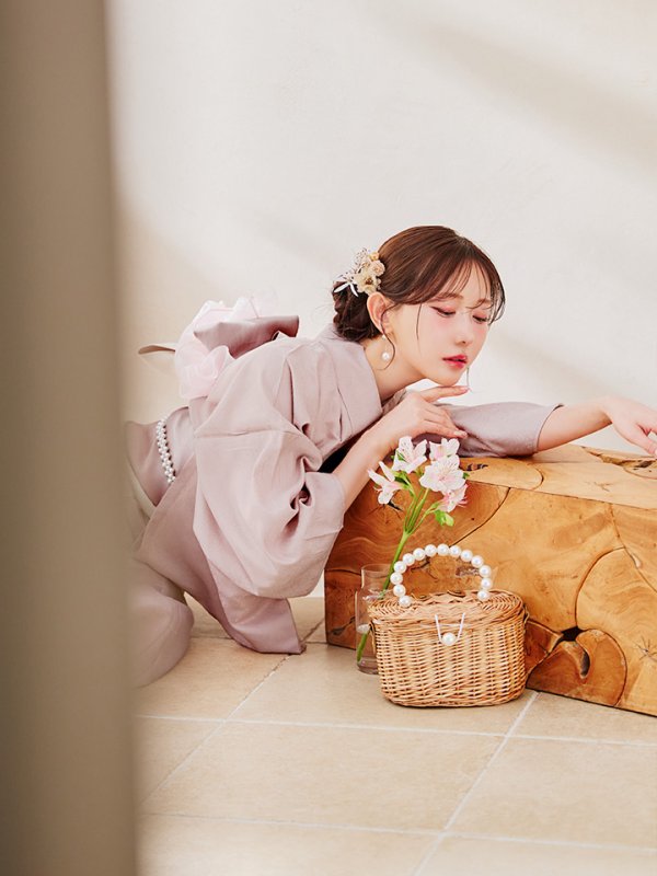 画像13: 【即日発送】【浴衣】ピンク無地浴衣 【浴衣３点セット 浴衣/帯/下駄】[OF04] (13)