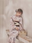 画像13: 【即日発送】【浴衣】ホワイトフラワーブラウン浴衣  【浴衣３点セット 浴衣/帯/下駄】[FB02] (13)