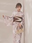 画像8: 【即日発送】【浴衣】ホワイトフラワーブラウン浴衣  【浴衣３点セット 浴衣/帯/下駄】[FB02] (8)