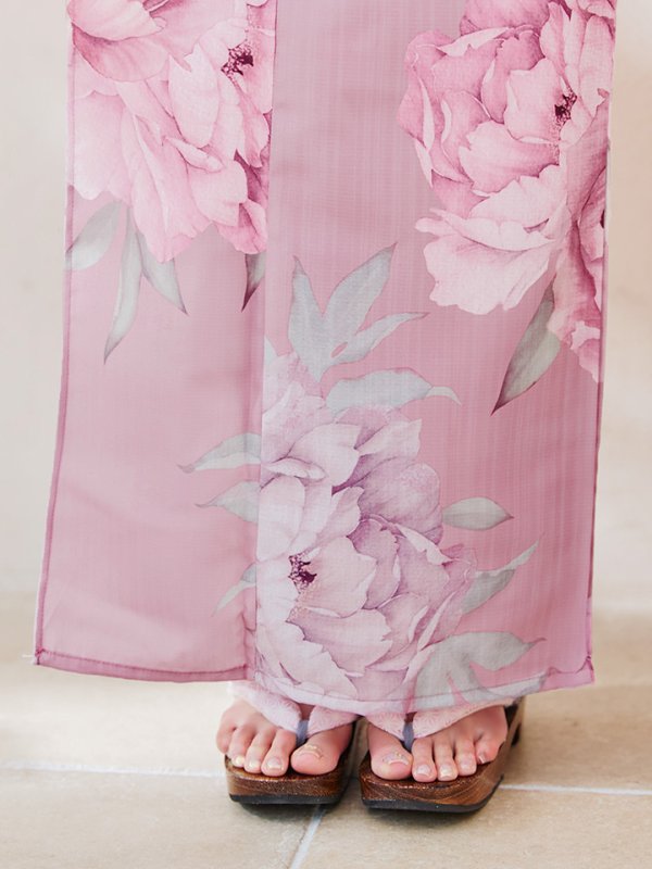 画像16: 【即日発送】【浴衣】大人スウィート/ピンク地に大柄牡丹浴衣   【浴衣３点セット 浴衣/帯/下駄】[YMT] (16)