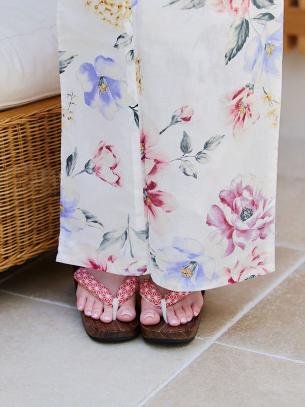 画像14: 【即日発送】【浴衣】白地×ボタニカル牡丹浴衣【浴衣３点セット 浴衣/帯/下駄】[YMT] (14)