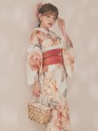 画像3: 【即日発送】アプリコットピンク牡丹浴衣  【浴衣３点セット 浴衣/帯/下駄】[OF04/HC03] (3)