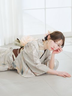 ヘルシーリーフ柄ベージュ浴衣 