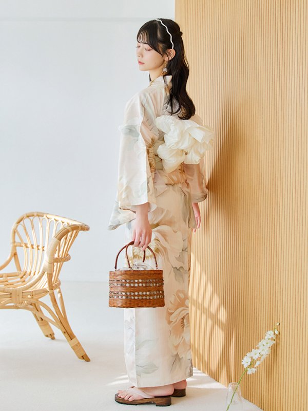 画像15: 【即日発送】クリームイエローピオニー浴衣  【浴衣３点セット 浴衣/帯/下駄】[YMT] (15)