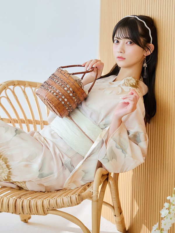 画像5: 【即日発送】クリームイエローピオニー浴衣  【浴衣３点セット 浴衣/帯/下駄】[YMT] (5)