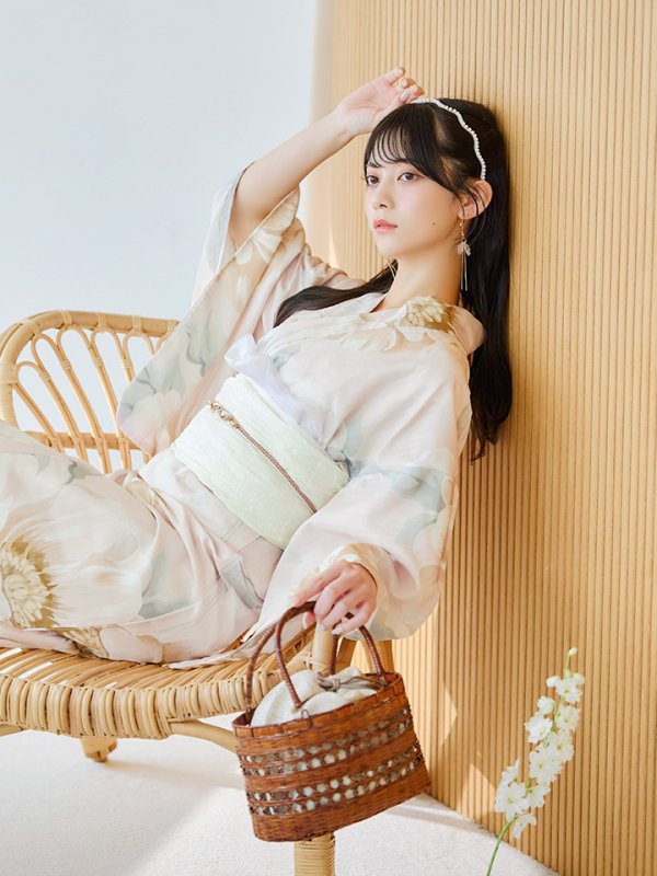 画像6: 【即日発送】クリームイエローピオニー浴衣  【浴衣３点セット 浴衣/帯/下駄】[YMT] (6)