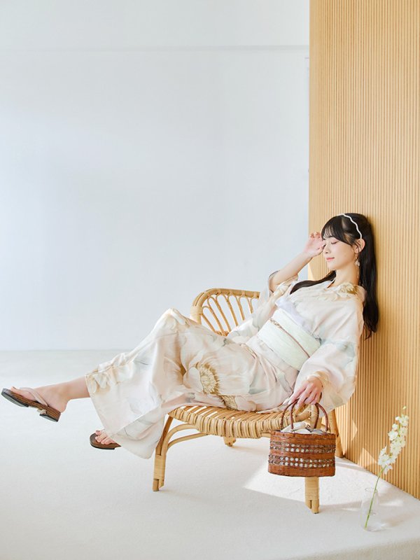 画像8: 【即日発送】クリームイエローピオニー浴衣  【浴衣３点セット 浴衣/帯/下駄】[YMT] (8)