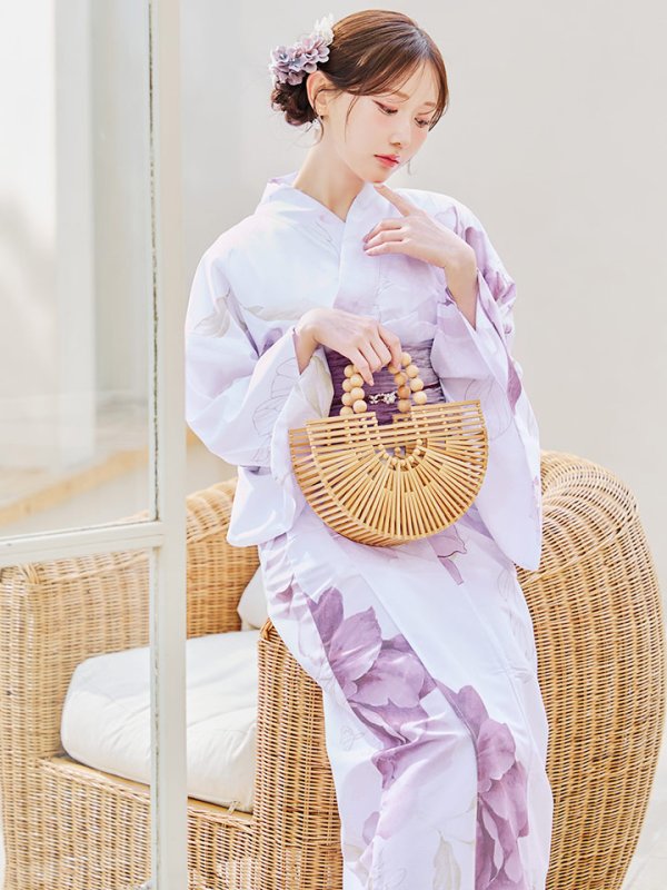 画像14: 【即日発送】アンティークパープルローズ浴衣【浴衣３点セット 浴衣/帯/下駄】[YMT] (14)