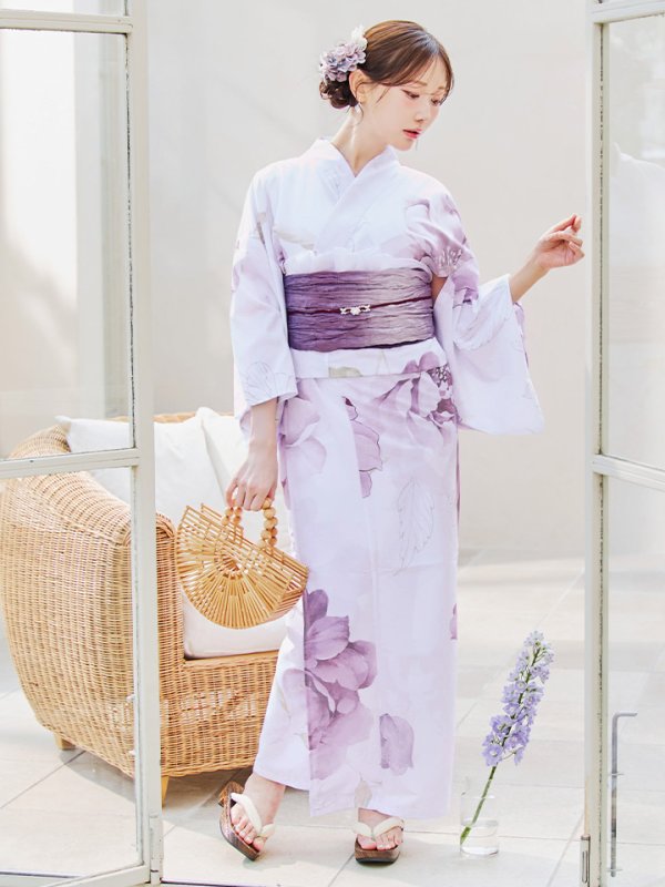 画像7: 【即日発送】アンティークパープルローズ浴衣【浴衣３点セット 浴衣/帯/下駄】[YMT] (7)