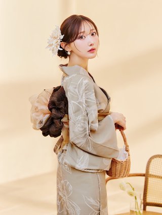 即日発送】ニュアンスピンクフラワー浴衣 【浴衣3点セット 浴衣/帯