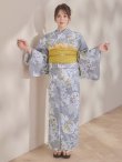 画像7: 【即日発送】グレー×フラワー浴衣  【浴衣３点セット 浴衣/帯/下駄】[OF04] (7)