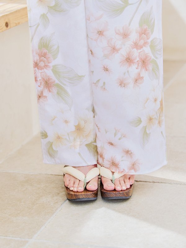 画像16: 【即日発送！】クリームイエロー×オレンジ紫陽花浴衣【浴衣３点セット 浴衣/帯/下駄】[YMT] (16)