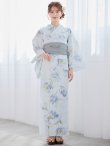画像4: 【即日発送】 ホワイト×アイシーフラワー浴衣  【浴衣３点セット 浴衣/帯/下駄】OBI-siwa-202-ok-8-GY / HIMO-900-yn-4-GYxGY / HEKO-800-sb-5-W / YA-1023-wk-IV / GETA-02-ok-4-MOC/ [/YMT] (4)