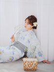 画像6: 【即日発送】 ホワイト×アイシーフラワー浴衣  【浴衣３点セット 浴衣/帯/下駄】OBI-siwa-202-ok-8-GY / HIMO-900-yn-4-GYxGY / HEKO-800-sb-5-W / YA-1023-wk-IV / GETA-02-ok-4-MOC/ [/YMT] (6)