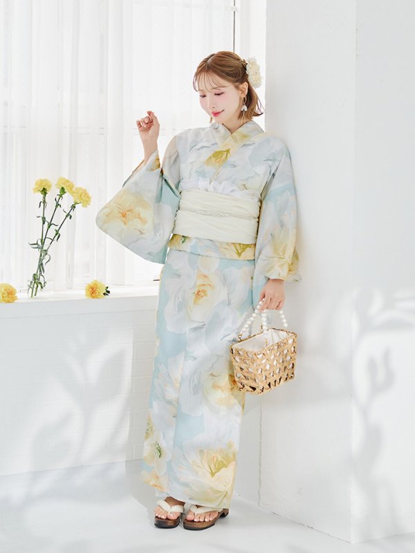 画像34: ニュアンス牡丹ペールトーン浴衣【浴衣３点セット 浴衣/帯/下駄】[YMT] (34)