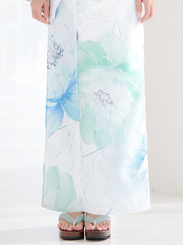 画像20: 【即日発送】【浴衣セール！】大柄アイシーミントフラワー浴衣  【浴衣３点セット 浴衣/帯/下駄】[OF04] (20)