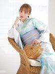 画像6: 【予約 / 5月中旬発送予定】大柄アイシーミントフラワー浴衣 OBI-g-500-kj-8-GY / HIMO-900-yn-5-IV / HEKO-800-sb-10-LBL / YA-1082-kj-W / GETA-01-kj-2-BL [y/YMT] (6)