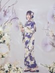 画像3: 【即日発送】ネイビークラシカルフラワー浴衣【浴衣３点セット 浴衣/帯/下駄】[YMT] (3)