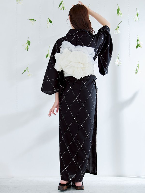 画像17: 【即日発送】アーガイルビジュー浴衣  【浴衣３点セット 浴衣/帯/下駄】[OF04/HC03] (17)