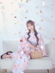 画像2: 【即日発送】ニュアンスピンク水彩朝顔浴衣 【浴衣3点セット 浴衣/帯/下駄】[YMT] (2)