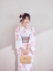 画像14: ニュアンスピンク水彩朝顔浴衣 【浴衣3点セット 浴衣/帯/下駄】[OF04] (14)
