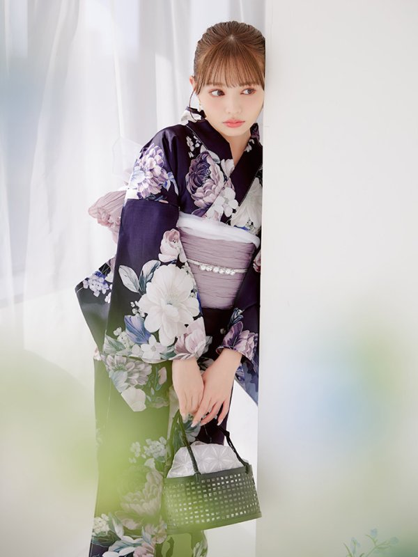 画像39: 【即日発送】クラシカルフラワーブーケ浴衣  【浴衣３点セット 浴衣/帯/下駄】[OF04] (39)
