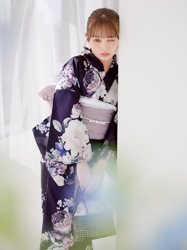 画像40: 【即日発送】クラシカルフラワーブーケ浴衣  【浴衣３点セット 浴衣/帯/下駄】[OF04] (40)
