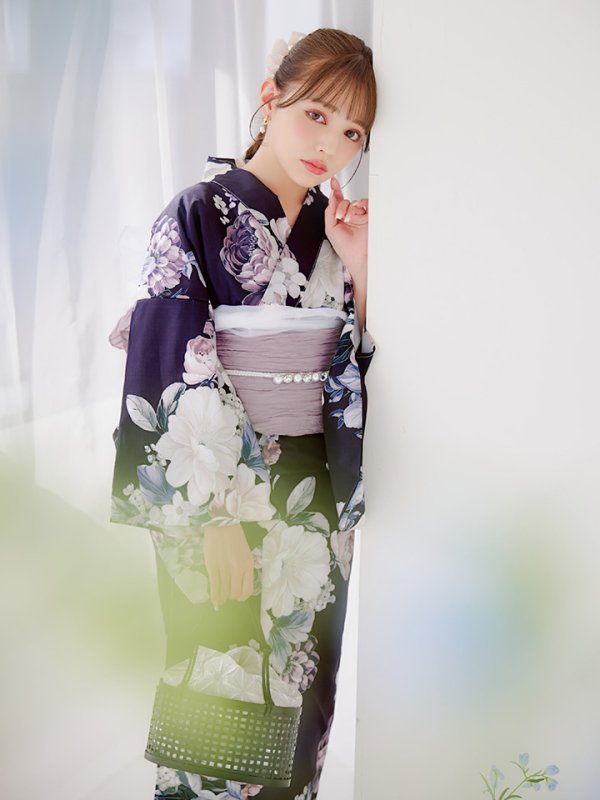 画像41: 【即日発送】クラシカルフラワーブーケ浴衣  【浴衣３点セット 浴衣/帯/下駄】[OF04] (41)