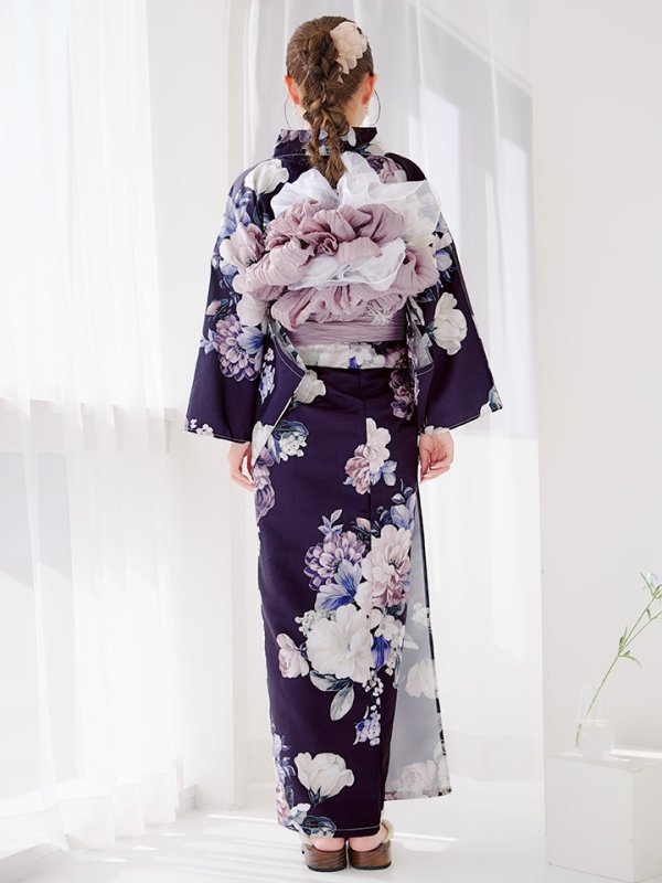画像45: 【即日発送】クラシカルフラワーブーケ浴衣  【浴衣３点セット 浴衣/帯/下駄】[OF04] (45)