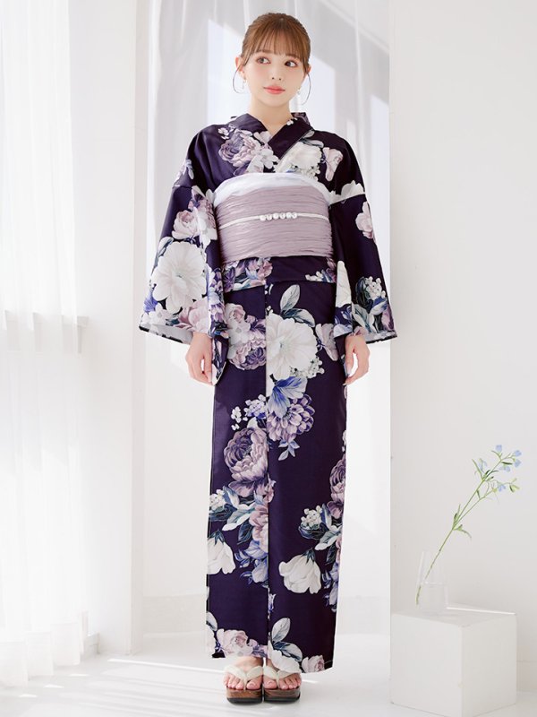 画像31: 【即日発送】クラシカルフラワーブーケ浴衣  【浴衣３点セット 浴衣/帯/下駄】[OF04] (31)