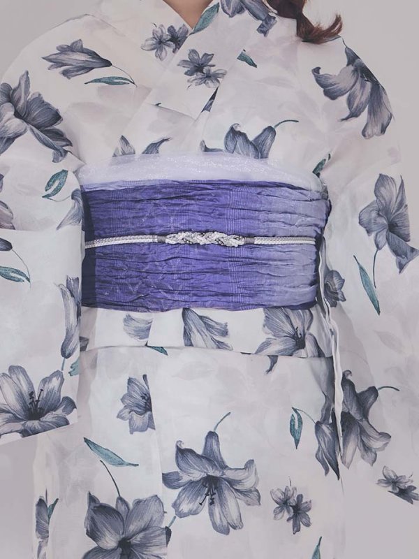 画像21: 【即日発送】ブルーリリーフラワー浴衣  【浴衣３点セット 浴衣/帯/下駄】[OF04] (21)