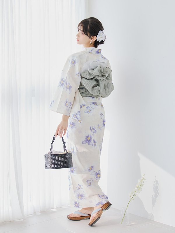 画像13: 【即日発送】紫の花揺蕩う浴衣  【浴衣３点セット 浴衣/帯/下駄】[YMT] (13)