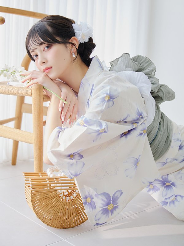 画像5: 【即日発送】紫の花揺蕩う浴衣  【浴衣３点セット 浴衣/帯/下駄】[YMT] (5)