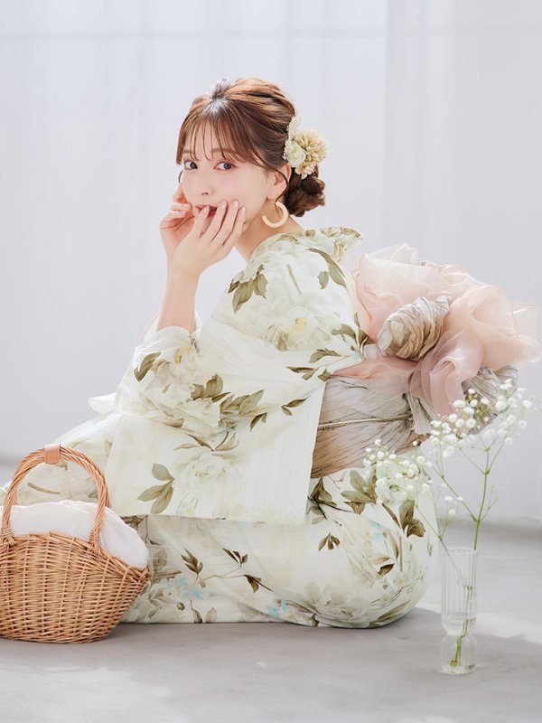 画像2: 【即日発送】秋静牡丹の大人浴衣  【浴衣３点セット 浴衣/帯/下駄】[YMT] (2)