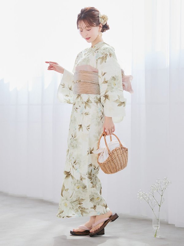 画像3: 【即日発送】秋静牡丹の大人浴衣  【浴衣３点セット 浴衣/帯/下駄】[YMT] (3)