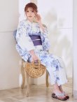 画像2: モダンフラワー大人エレガント浴衣  【浴衣３点セット 浴衣/帯/下駄】[OF04] (2)