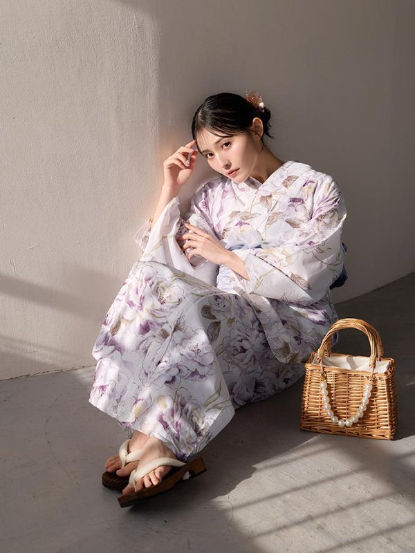 画像10: 【即日発送】藤霞のアンティークローズ浴衣  【浴衣３点セット 浴衣/帯/下駄】[OF04/HC03] (10)